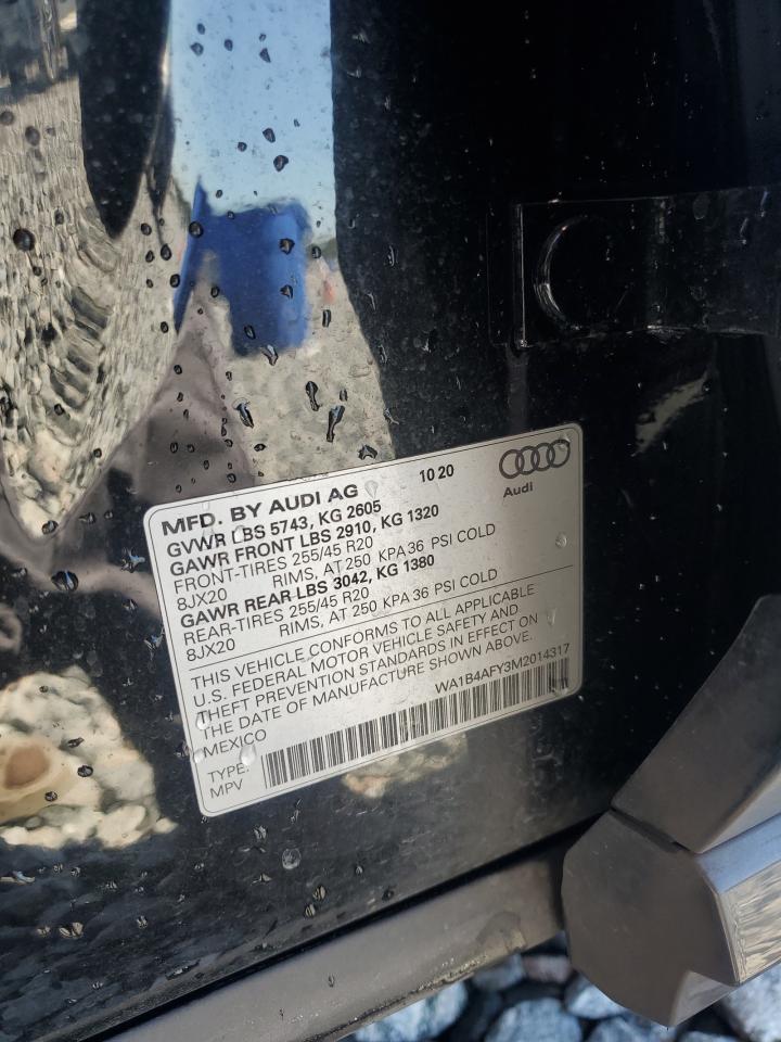 2021 Audi Sq5 Premium Plus VIN: WA1B4AFY3M2014317 Lot: 91880375