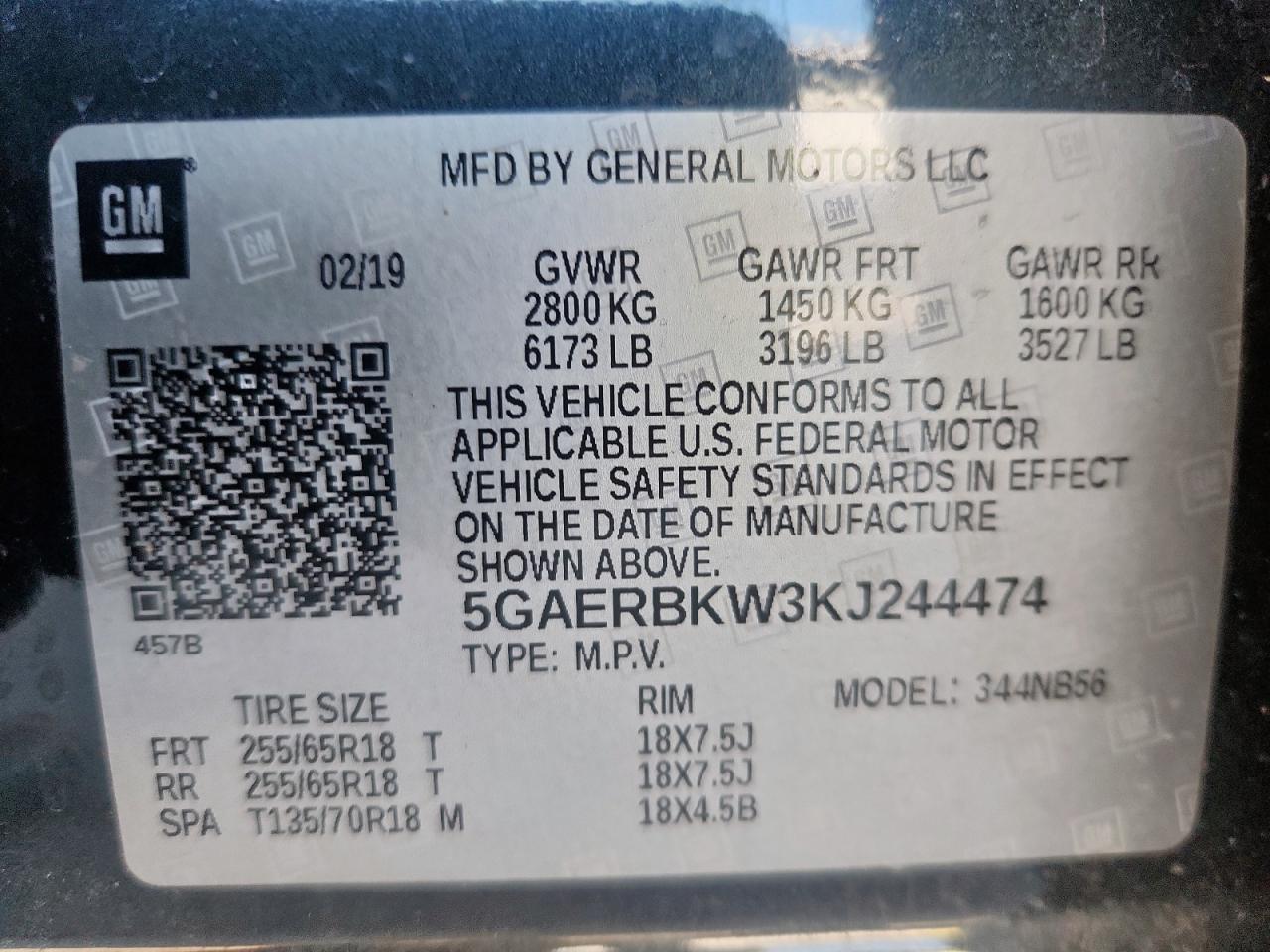 2019 Buick Enclave Essence VIN: 5GAERBKW3KJ244474 Lot: 91132175