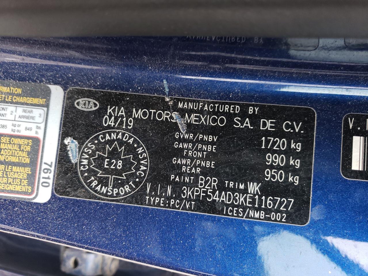 2019 Kia Forte Ex VIN: 3KPF54AD3KE116727 Lot: 91007725