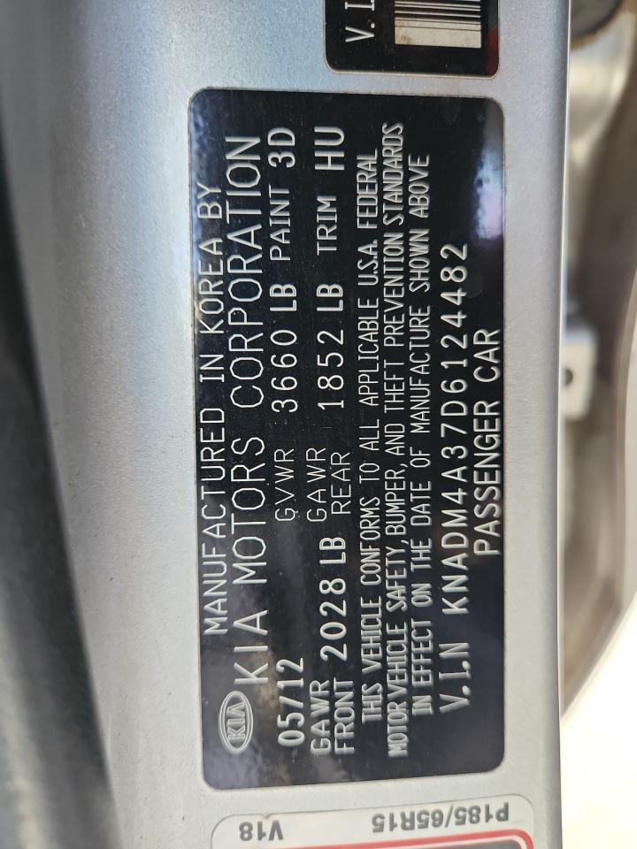 2013 Kia Rio Lx VIN: KNADM4A37D6124482 Lot: 92375395