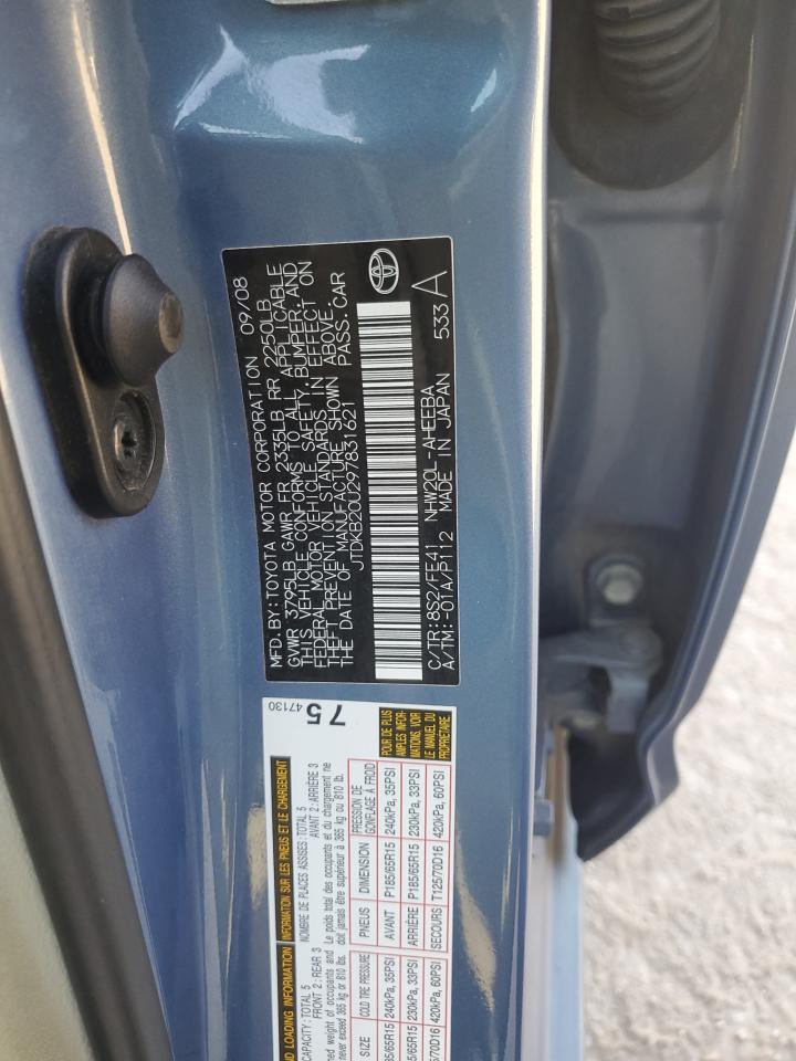 2009 Toyota Prius VIN: JTDKB20U297831621 Lot: 93805075