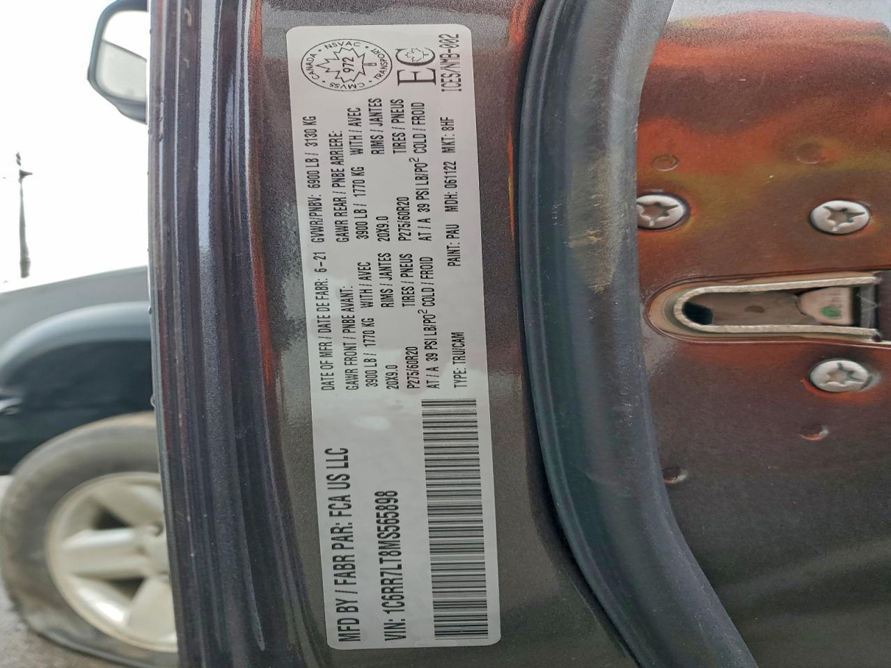 2021 Ram 1500 Classic Slt VIN: 1C6RR7LT8MS565898 Lot: 93843495