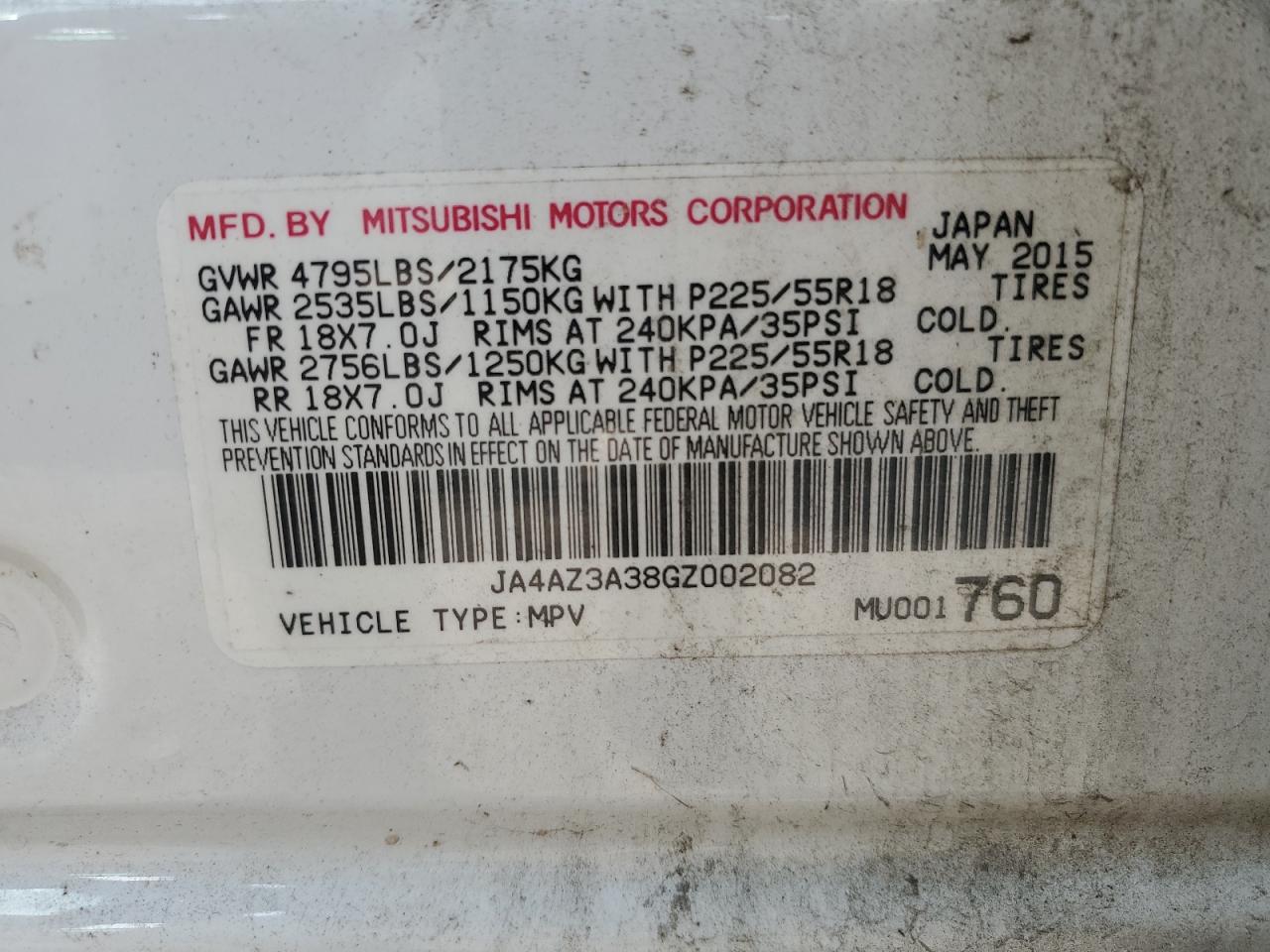 2016 Mitsubishi Outlander Se VIN: JA4AZ3A38GZ002082 Lot: 91994745