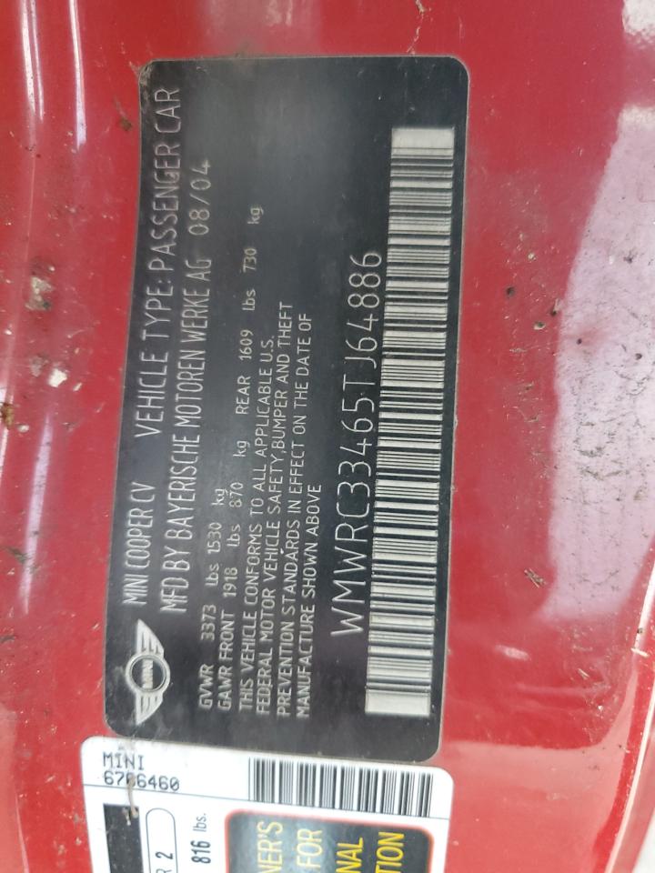 2005 Mini Cooper VIN: WMWRC33465TJ64886 Lot: 91644655