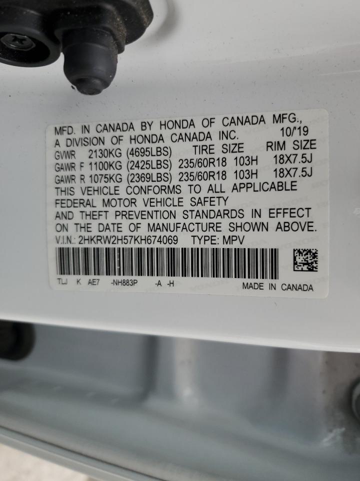 2019 Honda Cr-V Ex VIN: 2HKRW2H57KH674069 Lot: 91880905