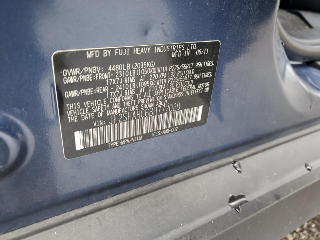 2011 Subaru Forester Touring VIN: JF2SHAHC6BH772028 Lot: 90644345