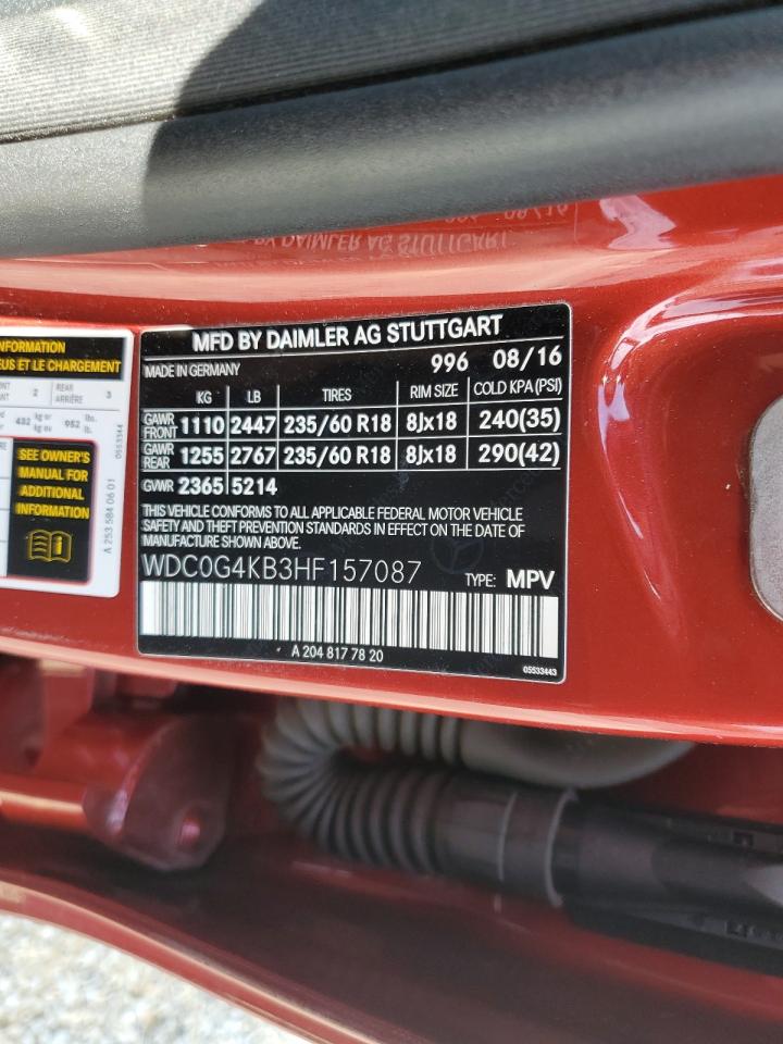2017 Mercedes-Benz Glc 300 4Matic VIN: WDC0G4KB3HF157087 Lot: 93134095