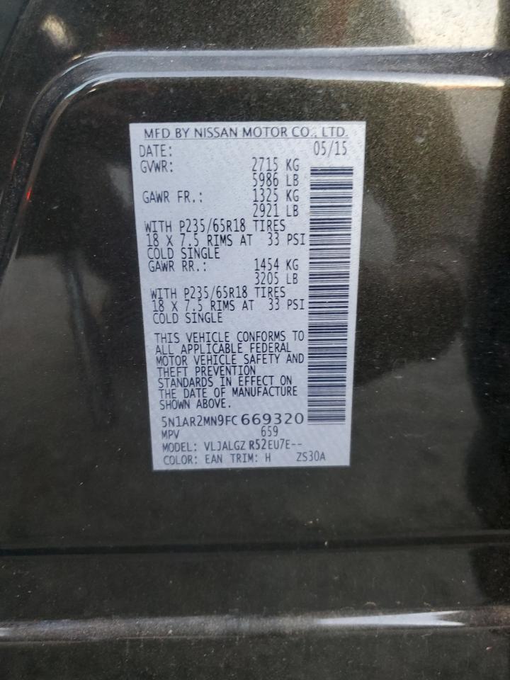 2015 Nissan Pathfinder S VIN: 5N1AR2MN9FC669320 Lot: 90938315