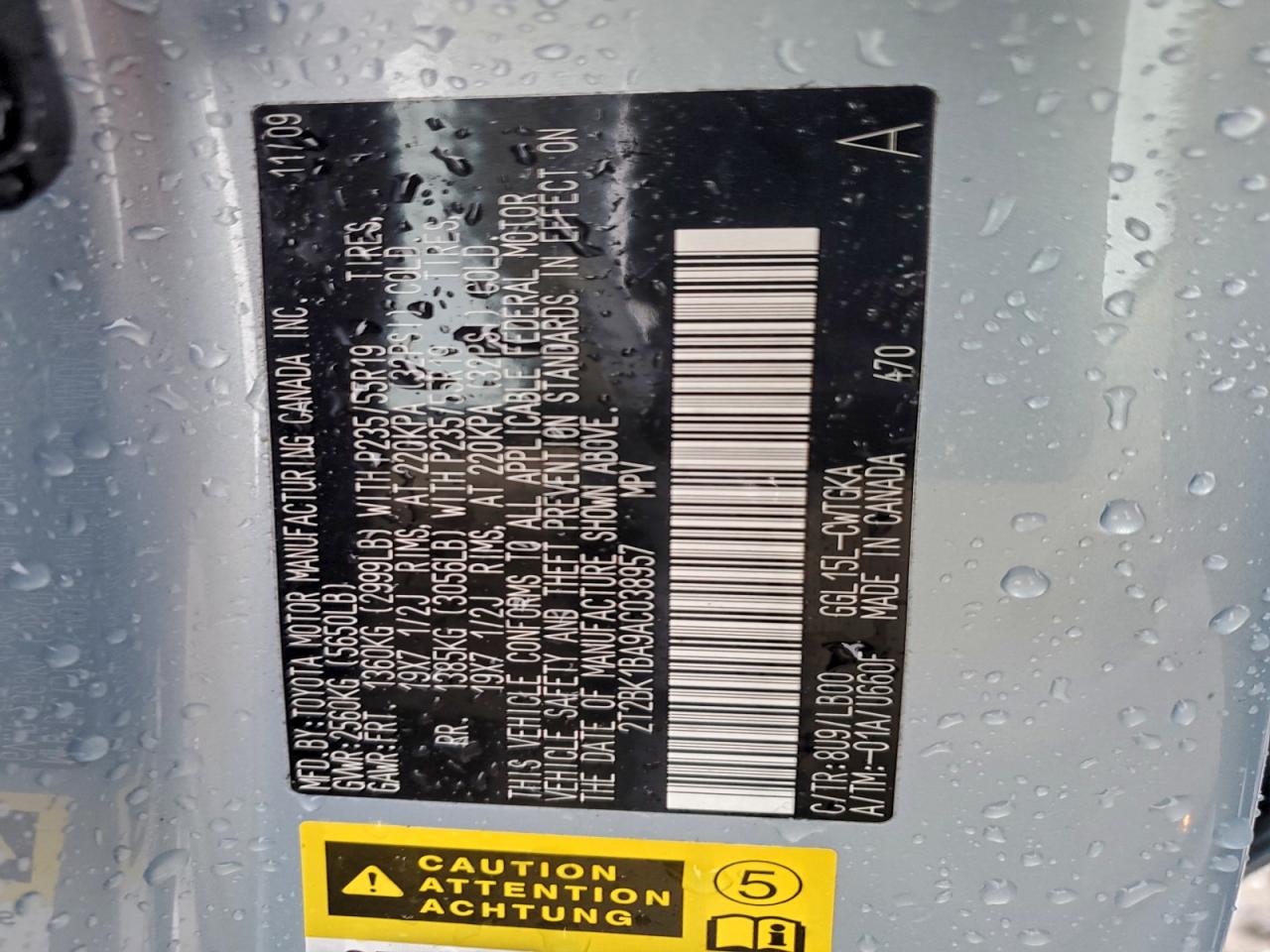 2010 Lexus Rx 350 VIN: 2T2BK1BA9AC038957 Lot: 94272205