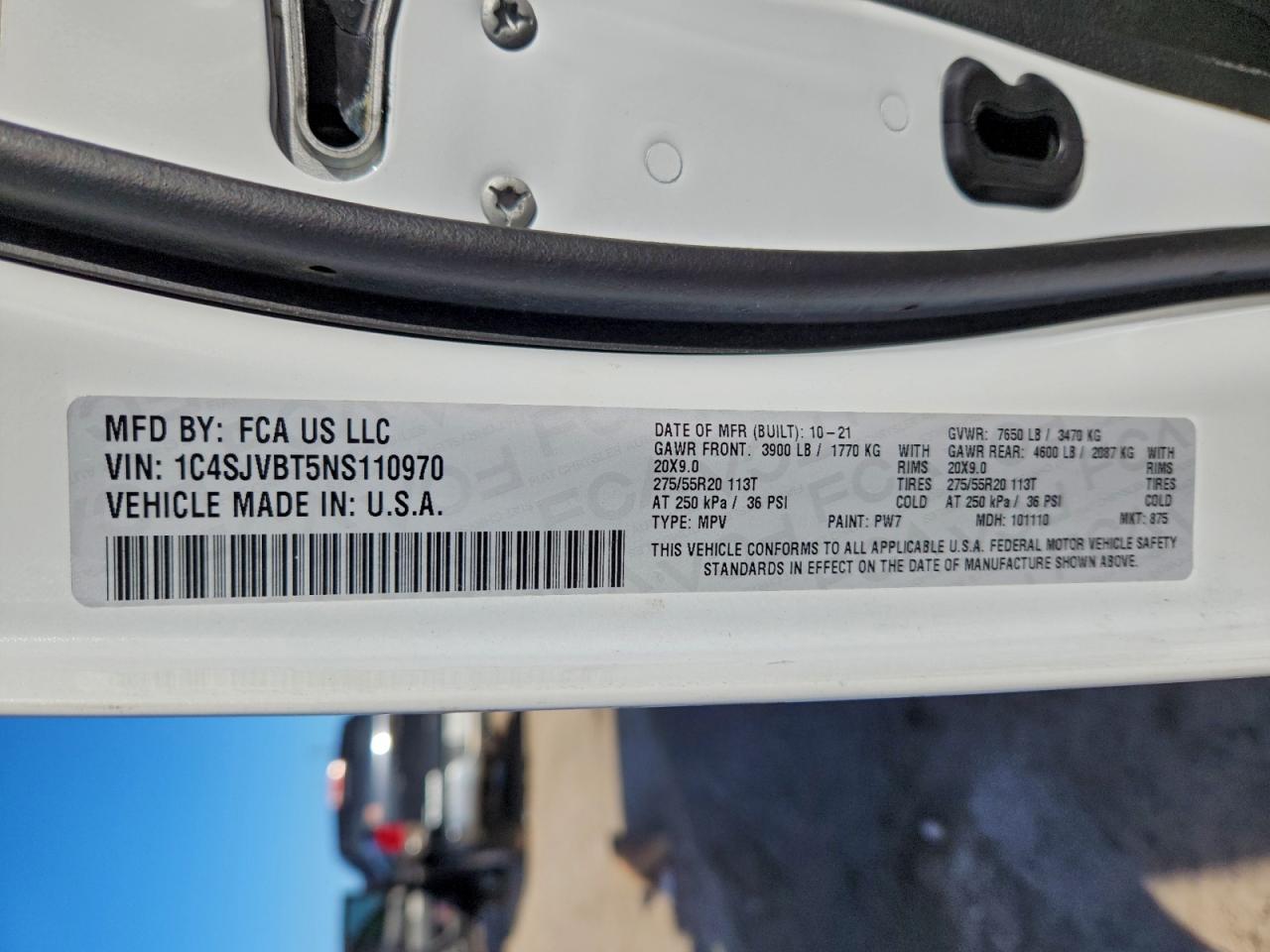 2022 Jeep Wagoneer Series Ii VIN: 1C4SJVBT5NS110970 Lot: 94240695