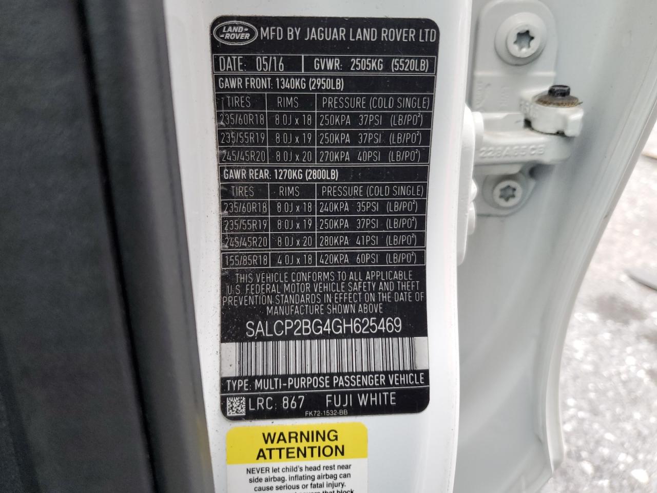 2016 Land Rover Discovery Sport Se VIN: SALCP2BG4GH625469 Lot: 91286495