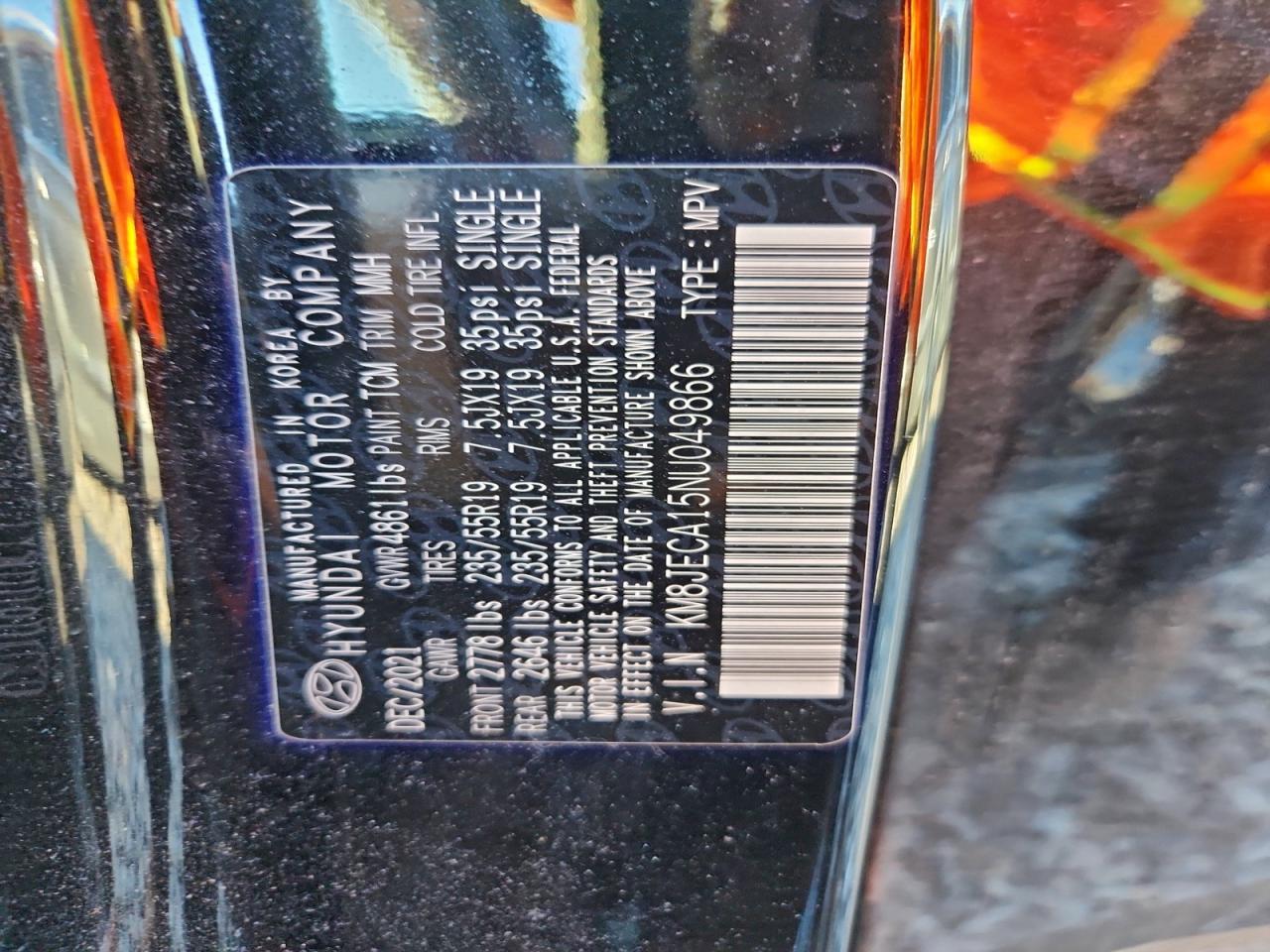 2022 Hyundai Tucson Limited VIN: KM8JECA15NU049866 Lot: 91295675