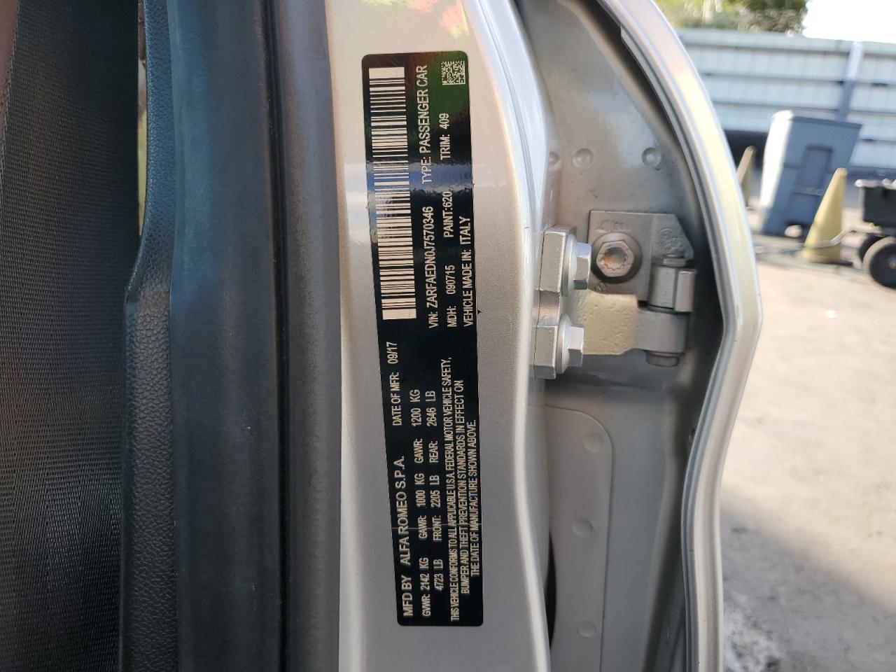 2018 Alfa Romeo Giulia Q4 VIN: ZARFAEDN0J7570346 Lot: 94033765