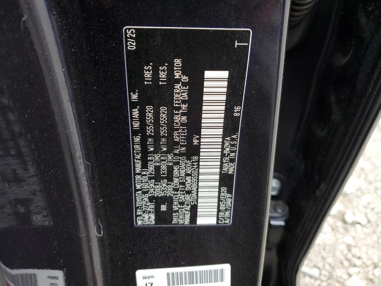 2025 Lexus Tx 350 Base VIN: 5TDAAAB69SS024418 Lot: 92463175