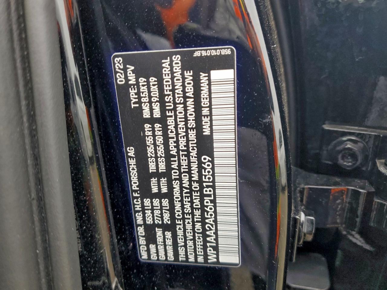 2023 Porsche Macan Base VIN: WP1AA2A56PLB15569 Lot: 93986885