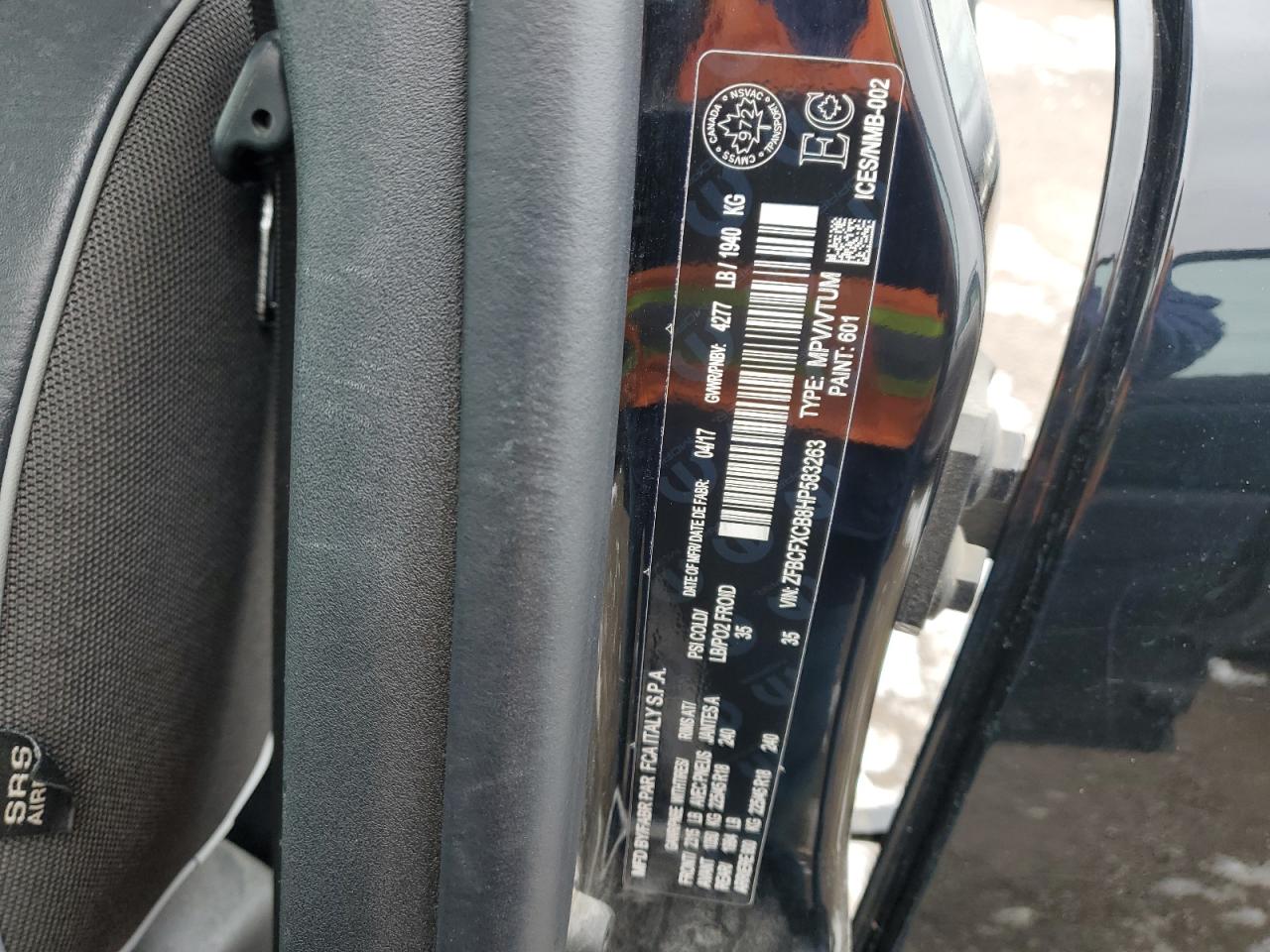 2017 Fiat 500X Trekking VIN: ZFBCFXCB8HP583263 Lot: 89624385