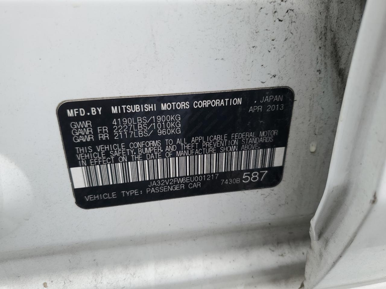 2014 Mitsubishi Lancer Se VIN: JA32V2FW6EU001217 Lot: 93539005