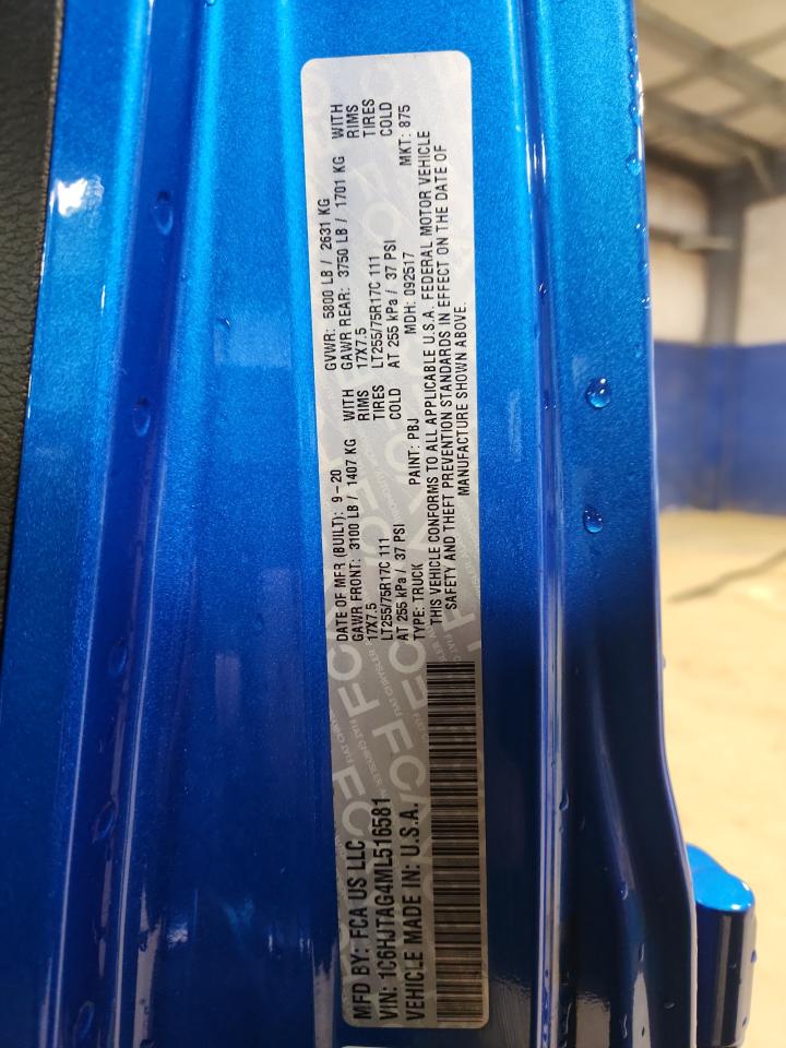 2021 Jeep Gladiator Sport VIN: 1C6HJTAG4ML516581 Lot: 91891305