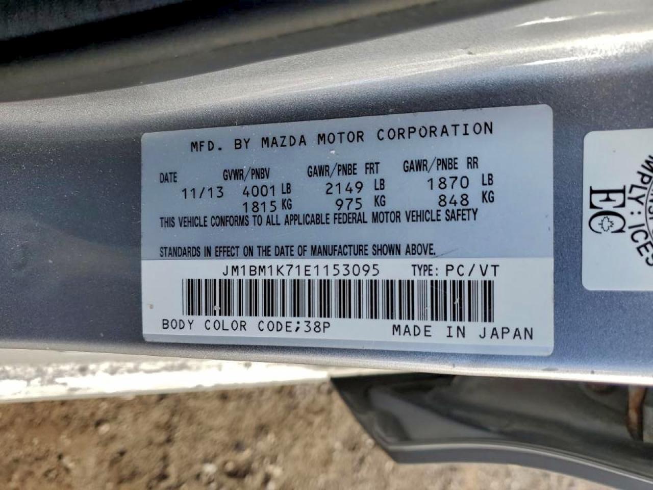 2014 Mazda 3 Sport VIN: JM1BM1K71E1153095 Lot: 89520355