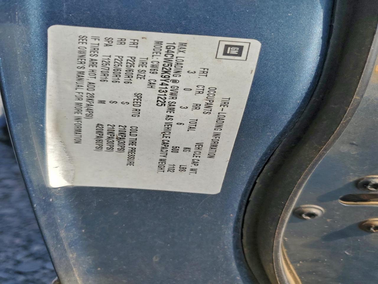 2000 Buick Park Avenue VIN: 1G4CW52K9Y4131225 Lot: 94589965