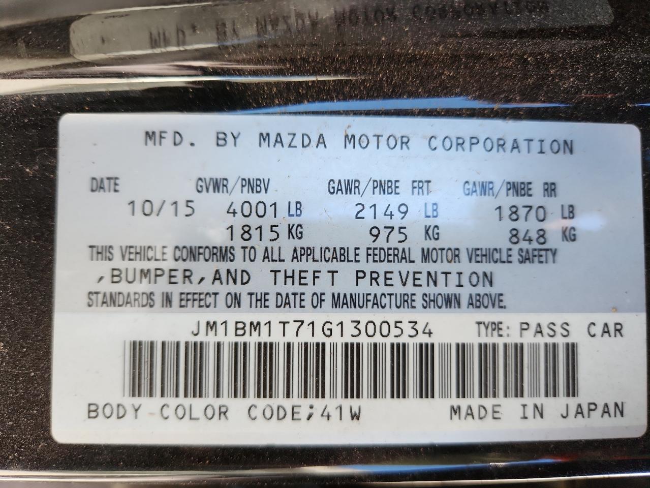 2016 Mazda 3 Sport VIN: JM1BM1T71G1300534 Lot: 93279265
