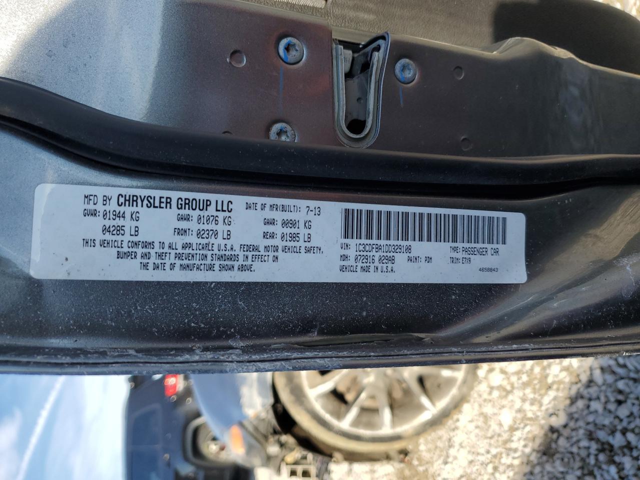 2013 Dodge Dart Sxt VIN: 1C3CDFBA1DD329108 Lot: 91259685