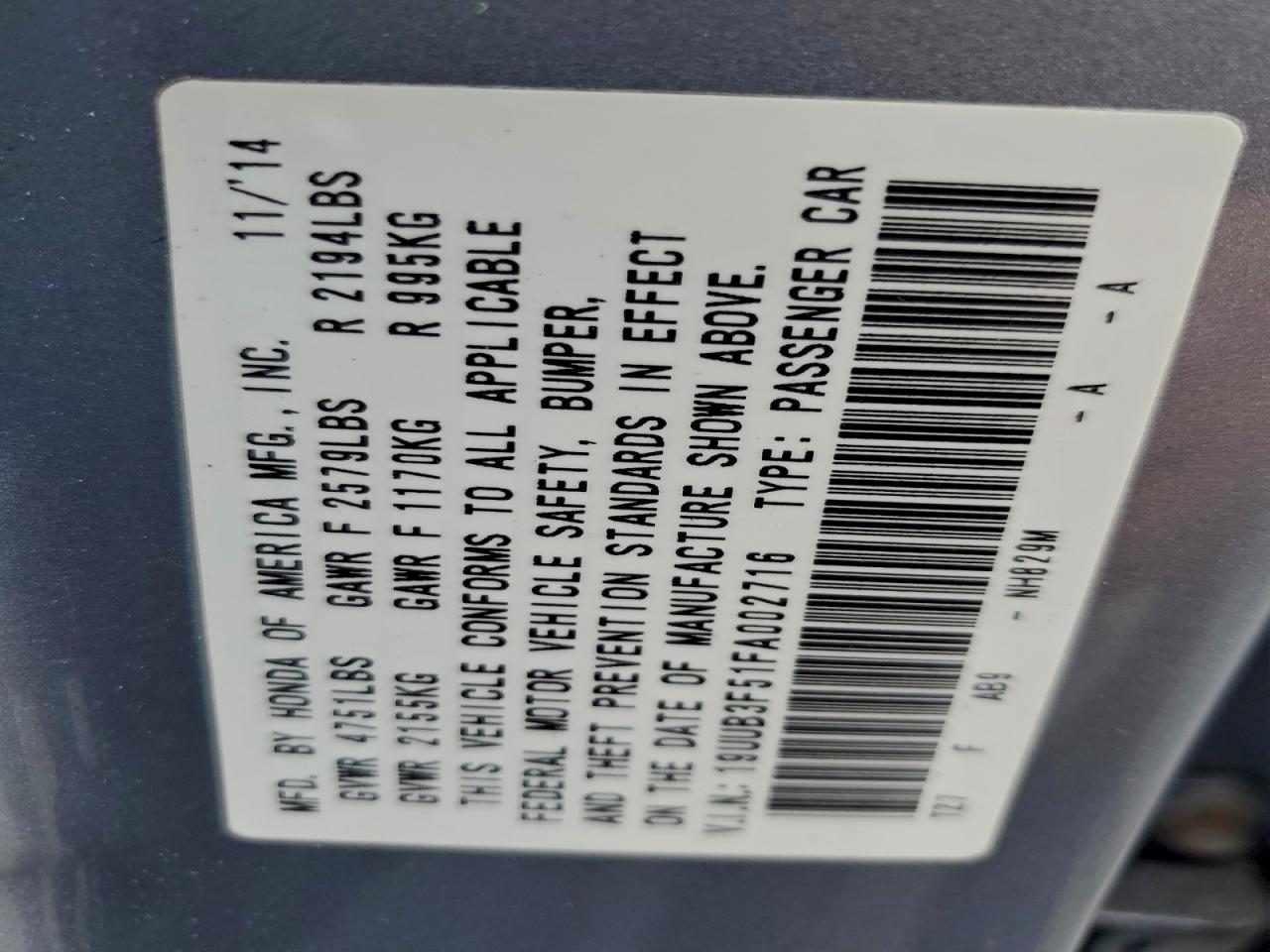 2015 Acura Tlx Tech VIN: 19UUB3F51FA002716 Lot: 93531535