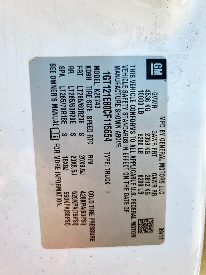 2012 GMC Sierra K2500 Slt VIN: 1GT121E80CF115654 Lot: 91388785