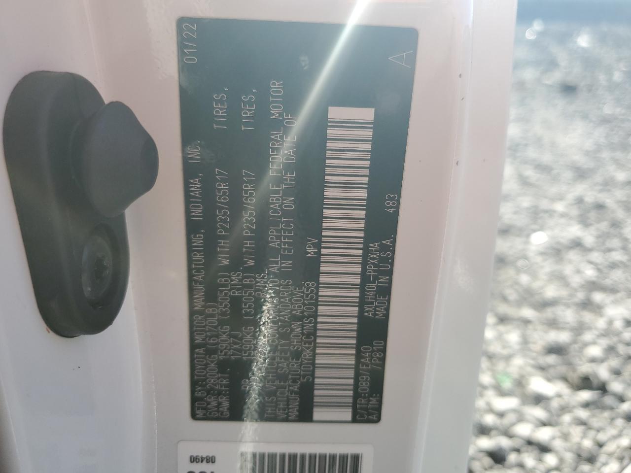 2022 Toyota Sienna Xle VIN: 5TDYRKEC1NS101558 Lot: 93214095