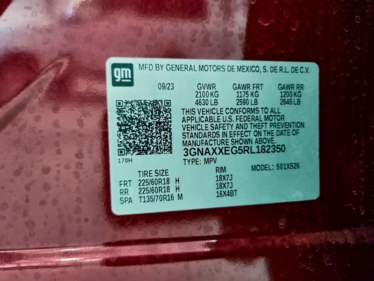 2024 Chevrolet Equinox Premier VIN: 3GNAXXEG5RL182350 Lot: 94080495