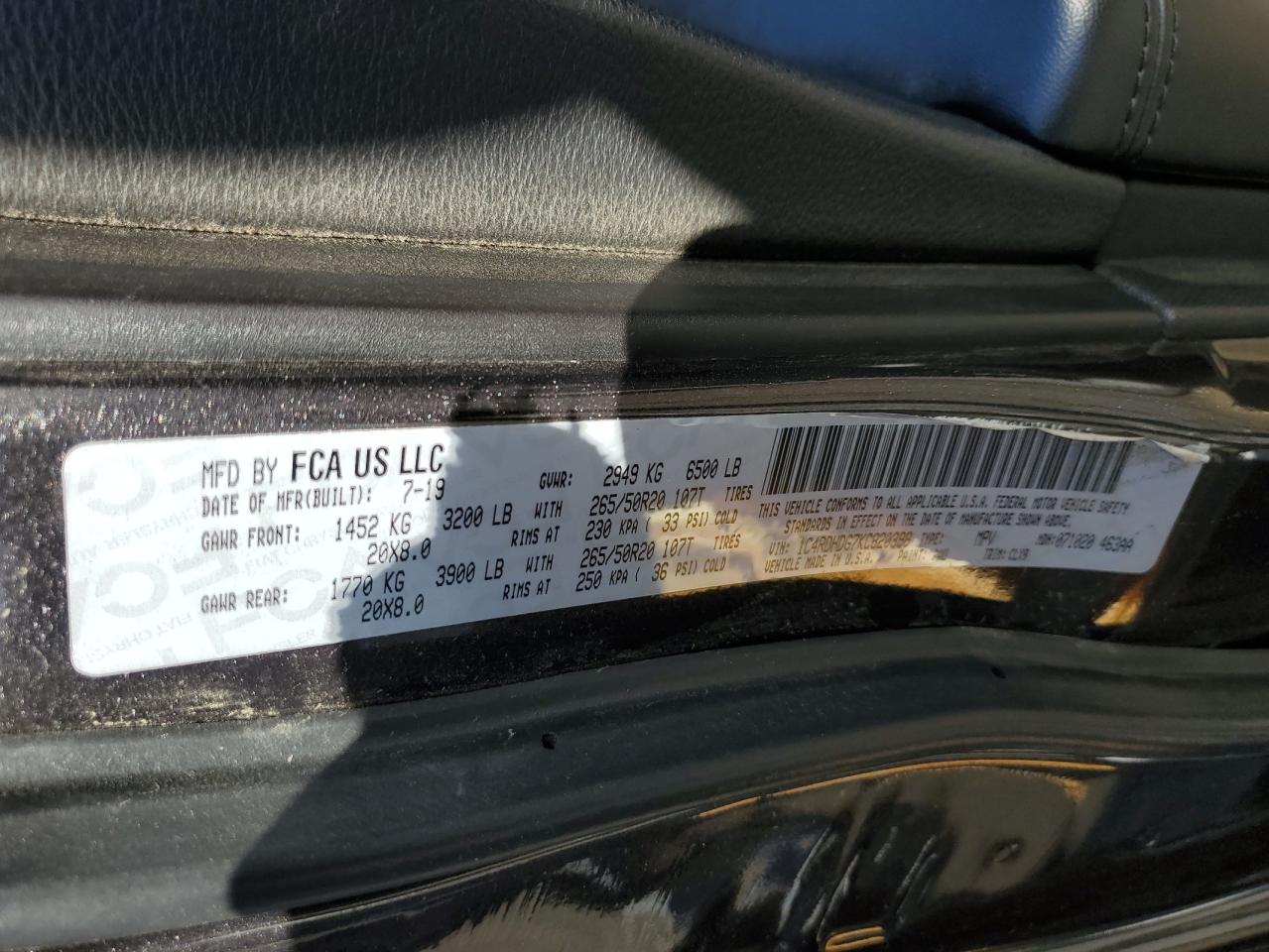 2019 Dodge Durango Gt VIN: 1C4RDHDG7KC820398 Lot: 93702705