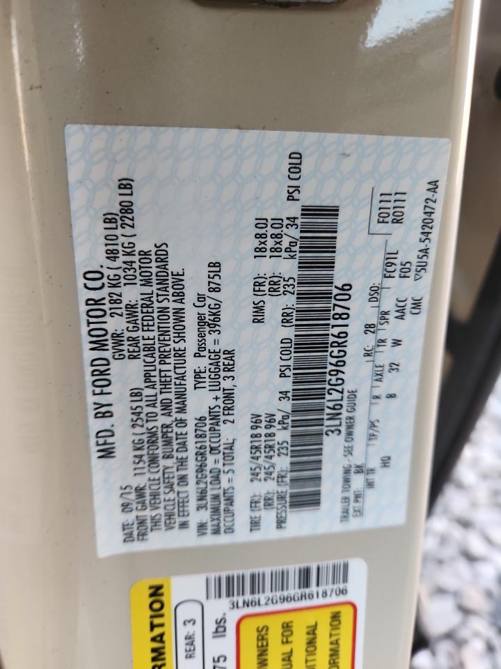 2016 Lincoln Mkz VIN: 3LN6L2G96GR618706 Lot: 93057915