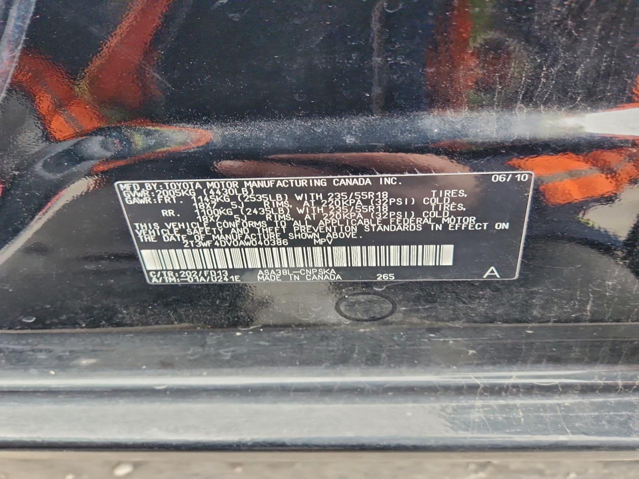 2010 Toyota Rav4 Sport VIN: 2T3WF4DV0AW040386 Lot: 94301075