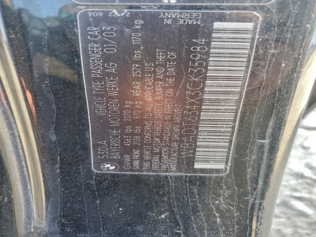 1992 BMW 530 I Automatic VIN: WBADT634X3CK35984 Lot: 93416805