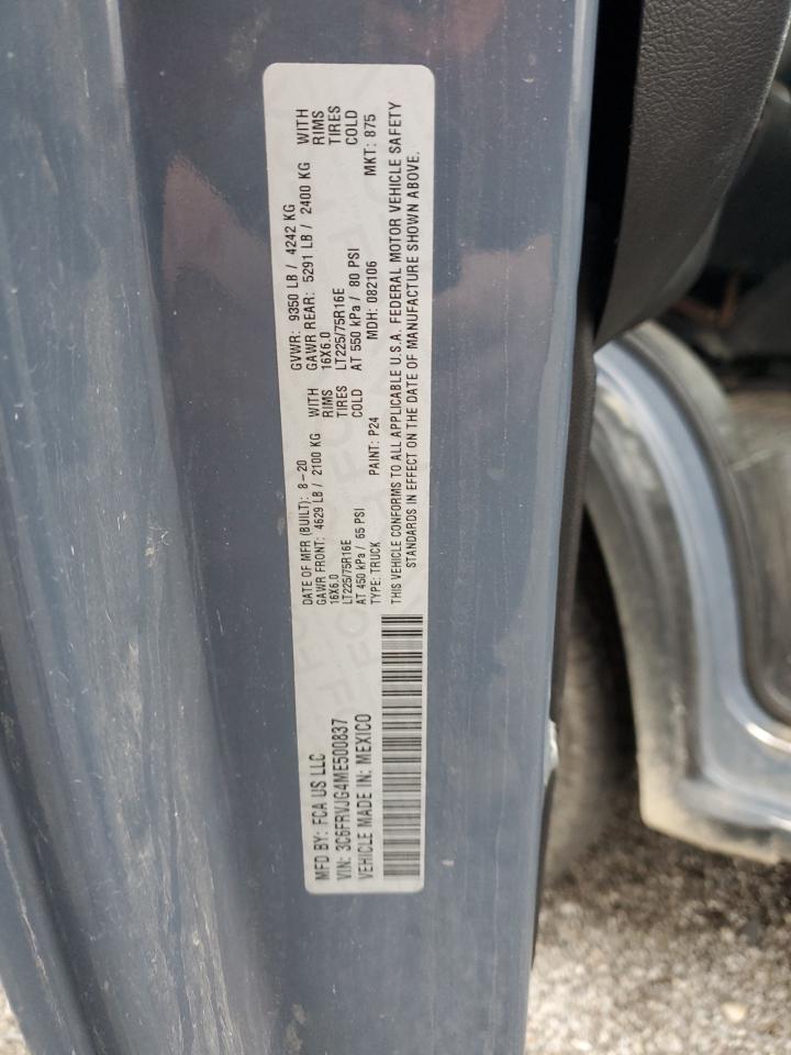 2021 Ram Promaster 3500 Delivery Van VIN: 3C6FRVJG4ME500837 Lot: 90247795