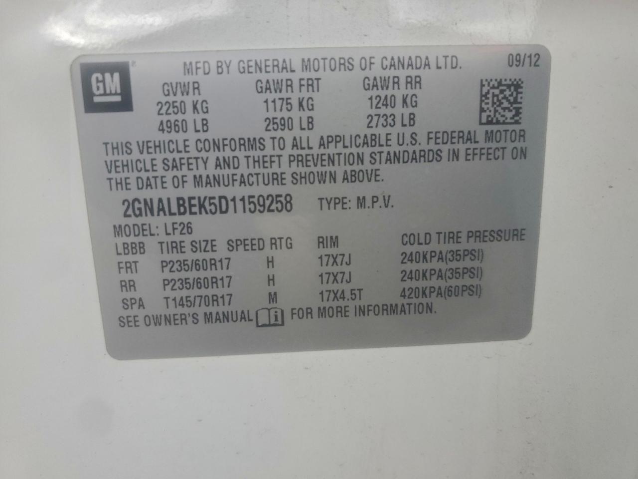 2013 Chevrolet Equinox Ls VIN: 2GNALBEK5D1159258 Lot: 93526645