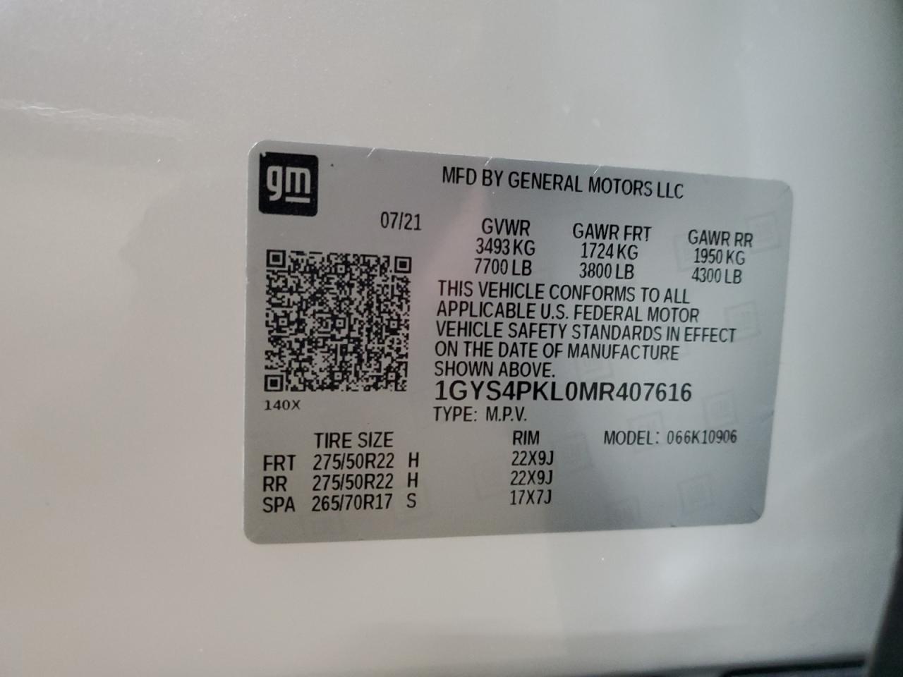 2021 Cadillac Escalade Esv Sport VIN: 1GYS4PKL0MR407616 Lot: 93638725