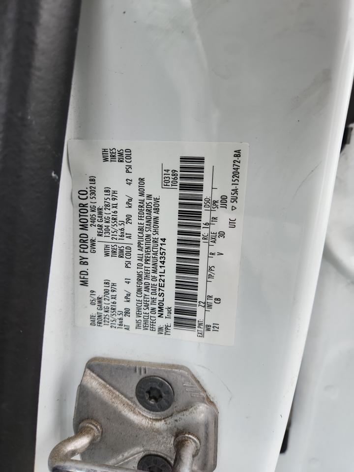 2020 Ford Transit Co Refrigerated Delivery Van VIN: NM0LS7E21L1435714 Lot: 93195445