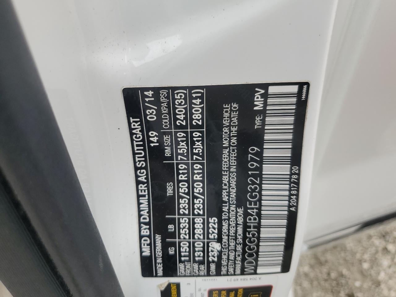 2014 Mercedes-Benz Glk 350 VIN: WDCGG5HB4EG321979 Lot: 91522465