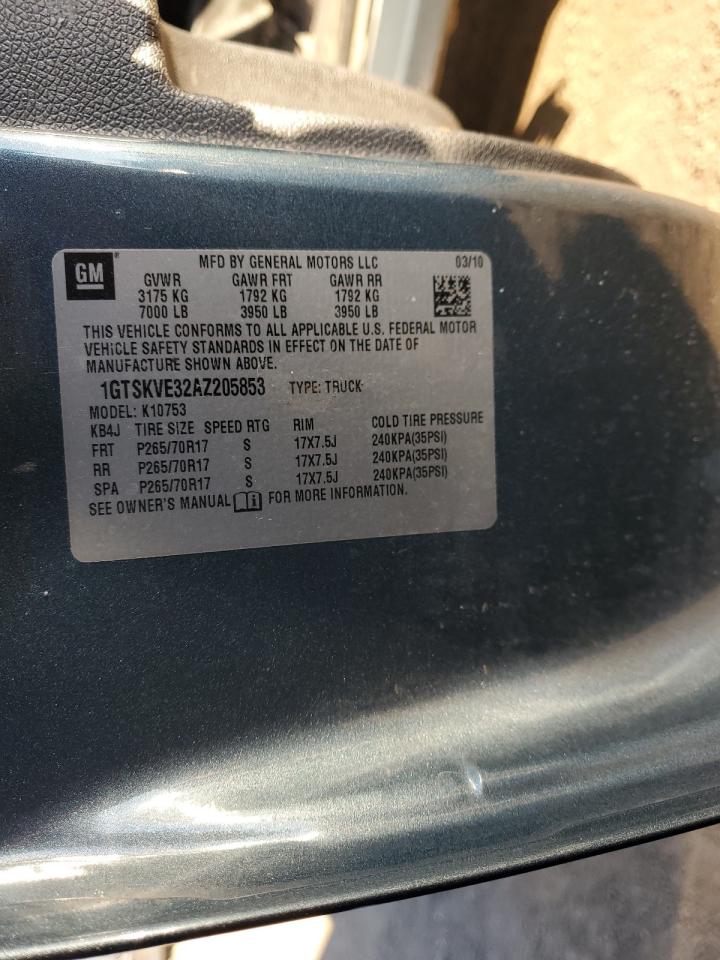 2010 GMC Sierra K1500 Sle VIN: 1GTSKVE32AZ205853 Lot: 93437805