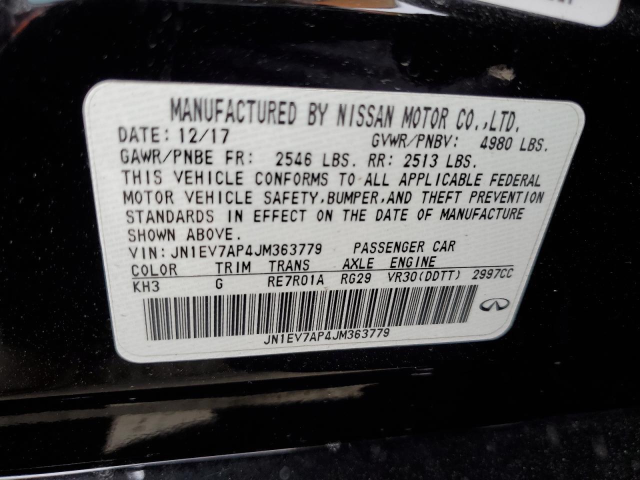 2018 Infiniti Q50 Luxe VIN: JN1EV7AP4JM363779 Lot: 92596025