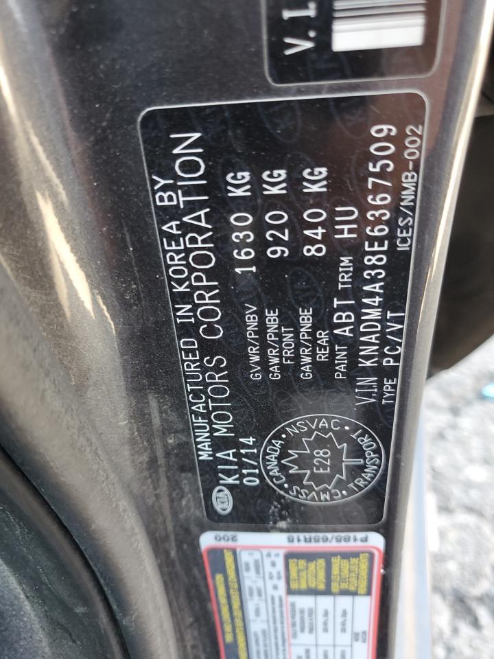 2014 Kia Rio Lx VIN: KNADM4A38E6367509 Lot: 90909105