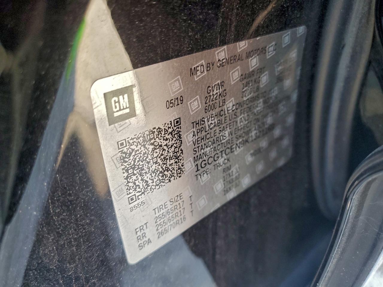 2019 Chevrolet Colorado Lt VIN: 1GCGTCEN9K1321169 Lot: 94296415