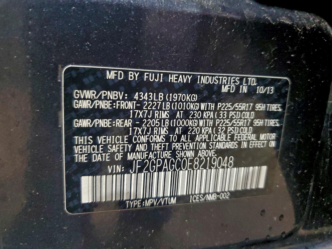 2014 Subaru Xv Crosstrek 2.0 Limited VIN: JF2GPAGC0E8219048 Lot: 93964995