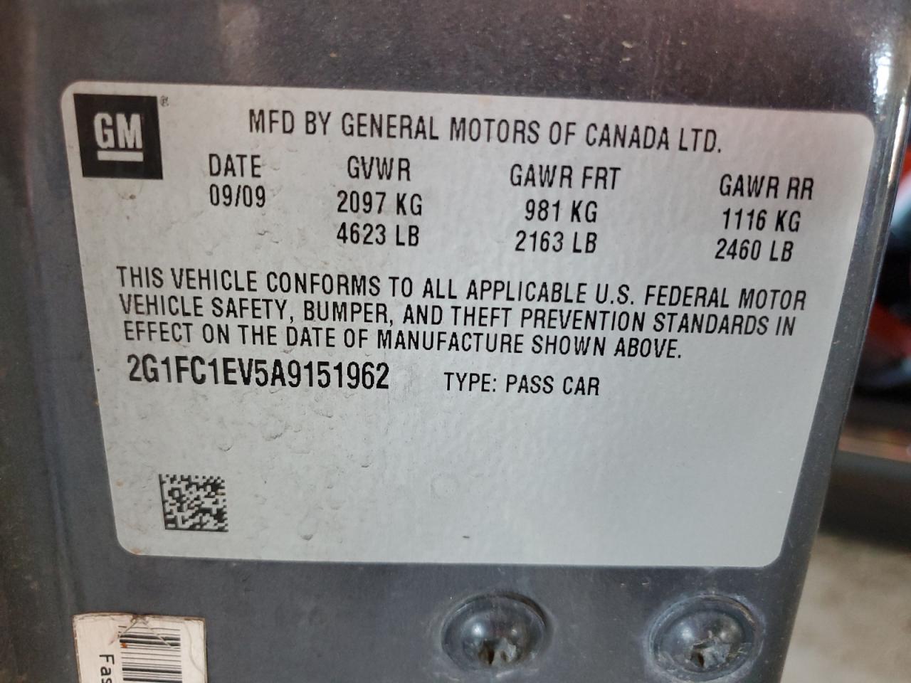 2010 Chevrolet Camaro Lt VIN: 2G1FC1EV5A9151962 Lot: 93017775