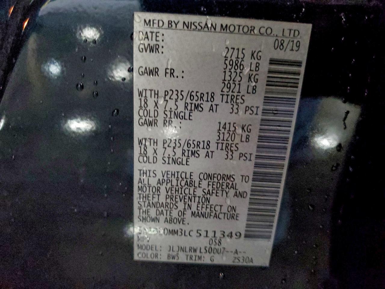 2020 Infiniti Qx60 Luxe VIN: 5N1DL0MM3LC511349 Lot: 94560525