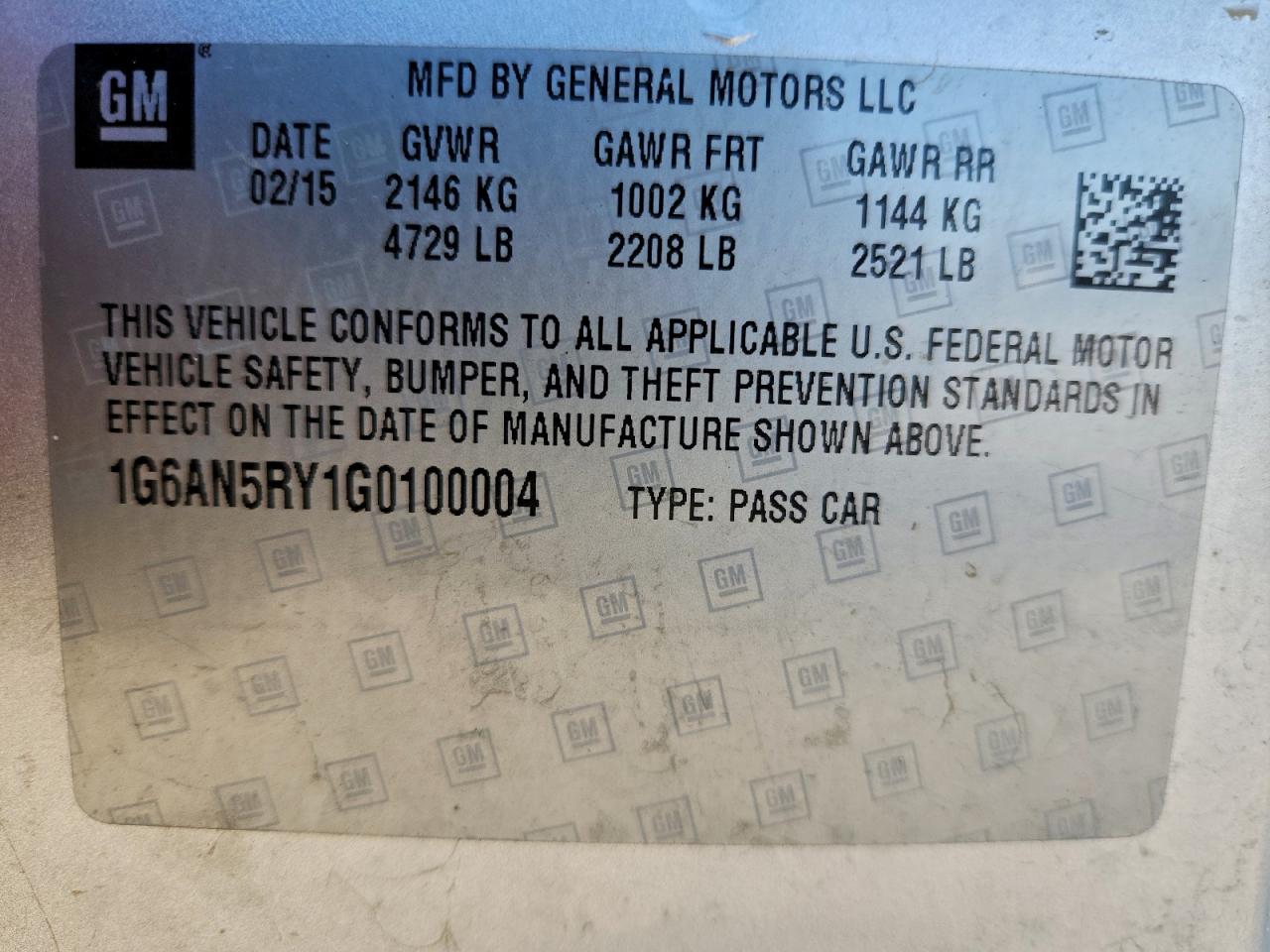 2016 Cadillac Ats-V VIN: 1G6AN5RY1G0100004 Lot: 94092275