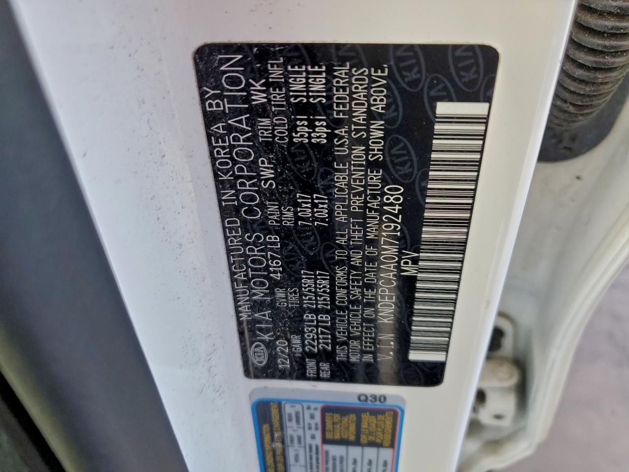 2021 Kia Seltos Lx VIN: KNDEPCAA0M7192480 Lot: 93888105