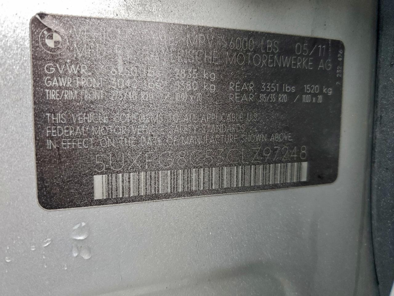 5UXFG8C53CLZ97248 2012 BMW X6 xDrive50I