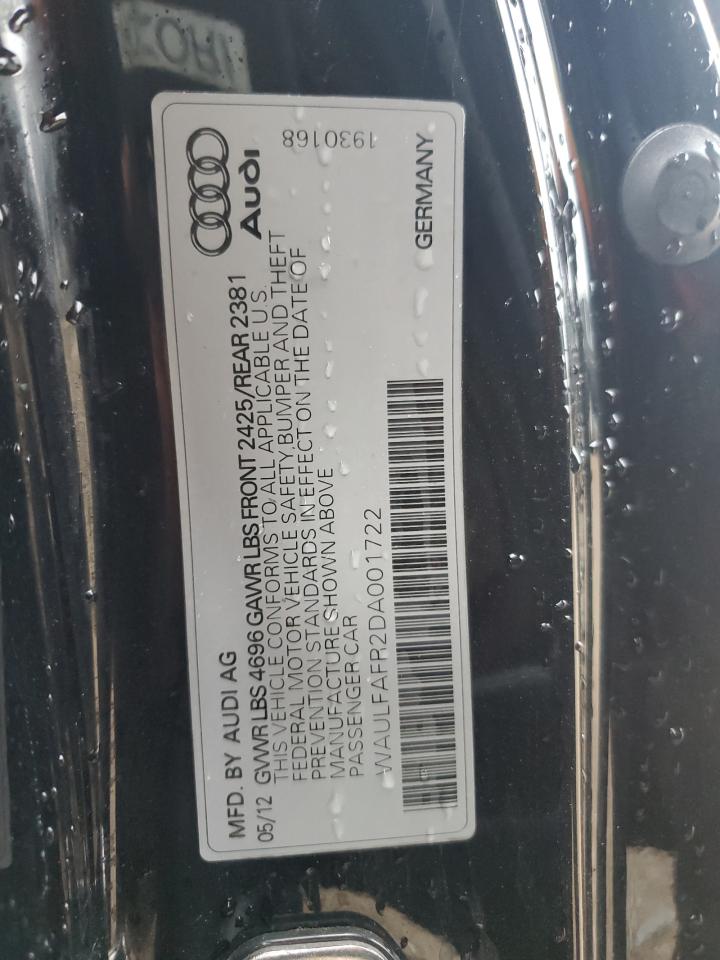 2013 Audi A5 Premium Plus VIN: WAULFAFR2DA001722 Lot: 93292935